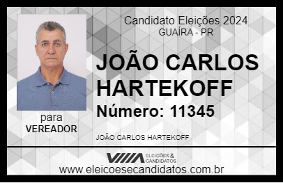 Candidato JOÃO CARLOS HARTEKOFF 2024 - GUAÍRA - Eleições