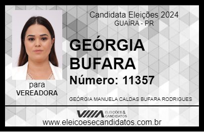 Candidato GEÓRGIA BUFARA 2024 - GUAÍRA - Eleições