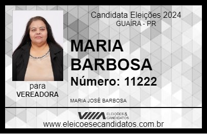 Candidato MARIA BARBOSA 2024 - GUAÍRA - Eleições