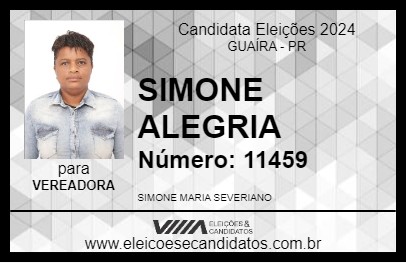 Candidato SIMONE ALEGRIA 2024 - GUAÍRA - Eleições