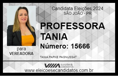 Candidato PROFESSORA TANIA 2024 - SÃO JOÃO - Eleições