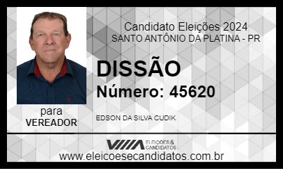 Candidato DISSÃO 2024 - SANTO ANTÔNIO DA PLATINA - Eleições