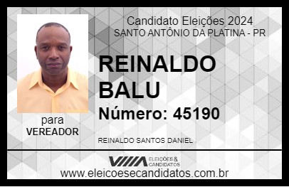 Candidato REINALDO BALU 2024 - SANTO ANTÔNIO DA PLATINA - Eleições