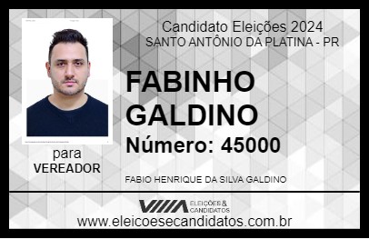 Candidato FABINHO GALDINO 2024 - SANTO ANTÔNIO DA PLATINA - Eleições