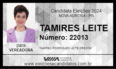 Candidato TAMIRES LEITE 2024 - NOVA AURORA - Eleições