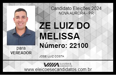 Candidato ZE LUIZ DO MELISSA 2024 - NOVA AURORA - Eleições