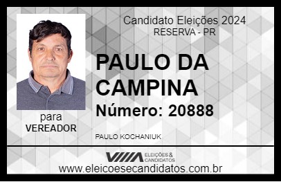 Candidato PAULO DA CAMPINA 2024 - RESERVA - Eleições