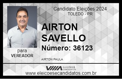 Candidato AIRTON SAVELLO 2024 - TOLEDO - Eleições