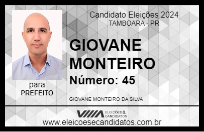 Candidato GIOVANE MONTEIRO 2024 - TAMBOARA - Eleições