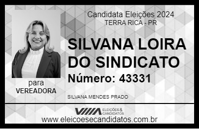 Candidato SILVANA LOIRA DO SINDICATO 2024 - TERRA RICA - Eleições