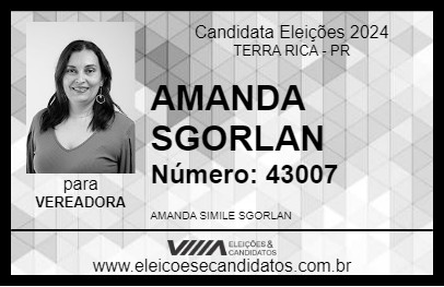 Candidato AMANDA SGORLAN 2024 - TERRA RICA - Eleições