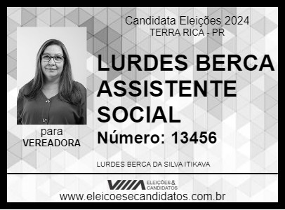 Candidato LURDES BERCA ASSISTENTE SOCIAL 2024 - TERRA RICA - Eleições