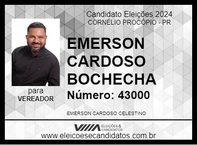 Candidato EMERSON CARDOSO BOCHECHA 2024 - CORNÉLIO PROCÓPIO - Eleições