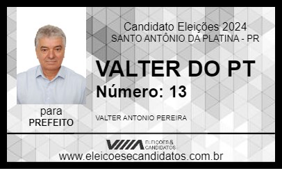 Candidato VALTER DO PT 2024 - SANTO ANTÔNIO DA PLATINA - Eleições