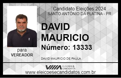 Candidato DAVID MAURICIO 2024 - SANTO ANTÔNIO DA PLATINA - Eleições