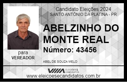 Candidato ABELZINHO DO MONTE REAL 2024 - SANTO ANTÔNIO DA PLATINA - Eleições