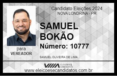 Candidato SAMUEL BOKÃO 2024 - NOVA LONDRINA - Eleições