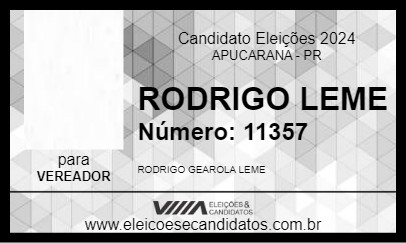 Candidato RODRIGO LEME 2024 - APUCARANA - Eleições