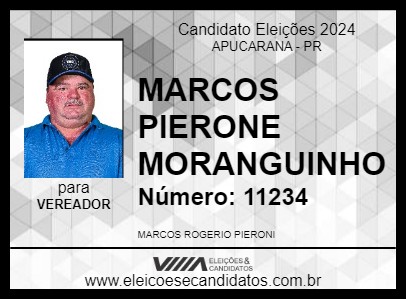 Candidato MARCOS PIERONI MORANGUINHO 2024 - APUCARANA - Eleições