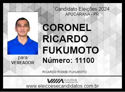 Candidato CORONEL RICARDO FUKUMOTO 2024 - APUCARANA - Eleições