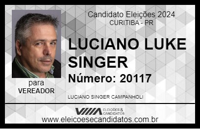 Candidato LUCIANO  LUKE  SINGER 2024 - CURITIBA - Eleições