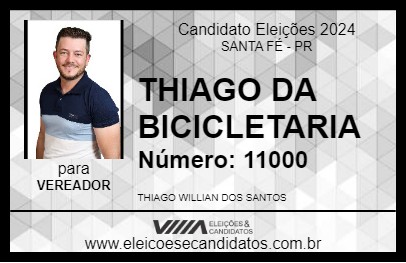 Candidato THIAGO DA BICICLETARIA 2024 - SANTA FÉ - Eleições