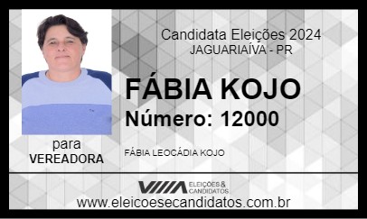 Candidato FÁBIA KOJO 2024 - JAGUARIAÍVA - Eleições