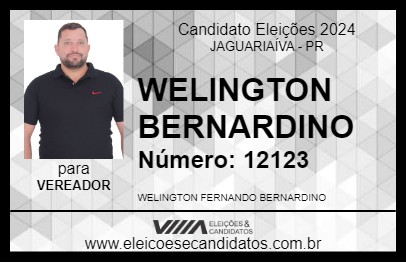 Candidato WELINGTON BERNARDINO 2024 - JAGUARIAÍVA - Eleições