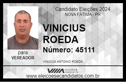 Candidato VINICIUS ROEDA 2024 - NOVA FÁTIMA - Eleições