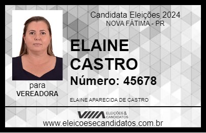 Candidato ELAINE CASTRO 2024 - NOVA FÁTIMA - Eleições