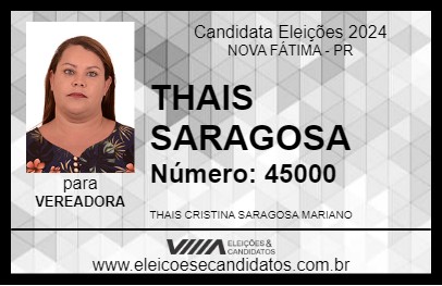 Candidato THAIS SARAGOSA 2024 - NOVA FÁTIMA - Eleições