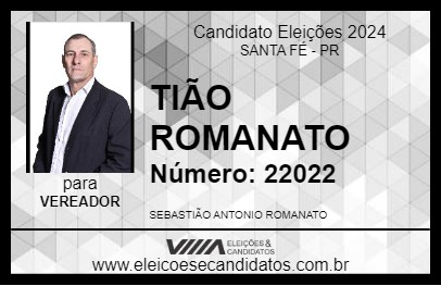 Candidato TIÃO ROMANATO 2024 - SANTA FÉ - Eleições