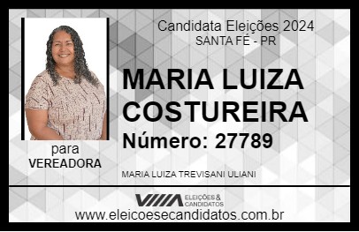 Candidato MARIA LUIZA COSTUREIRA 2024 - SANTA FÉ - Eleições