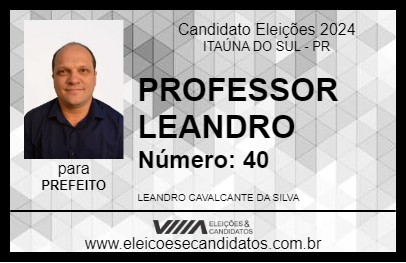 Candidato PROFESSOR LEANDRO 2024 - ITAÚNA DO SUL - Eleições