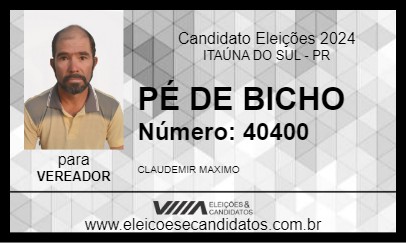 Candidato PÉ DE BICHO 2024 - ITAÚNA DO SUL - Eleições