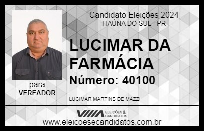 Candidato LUCIMAR DA FARMÁCIA 2024 - ITAÚNA DO SUL - Eleições