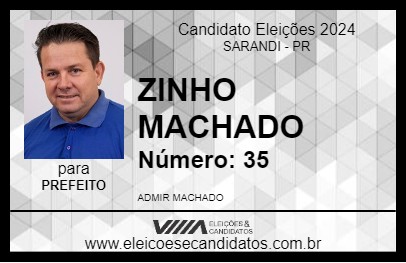 Candidato ZINHO MACHADO 2024 - SARANDI - Eleições