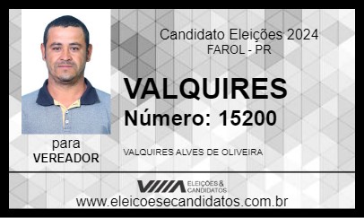 Candidato VALQUIRES 2024 - FAROL - Eleições