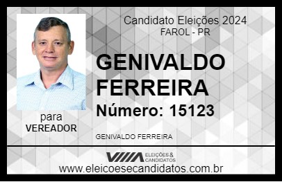 Candidato GENIVALDO FERREIRA 2024 - FAROL - Eleições