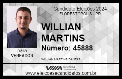 Candidato WILLIAN MARTINS 2024 - FLORESTÓPOLIS - Eleições