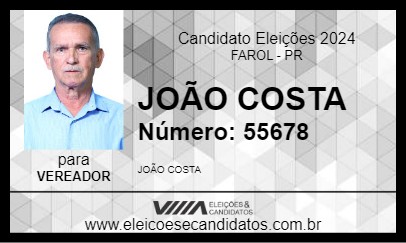 Candidato JOÃO COSTA 2024 - FAROL - Eleições