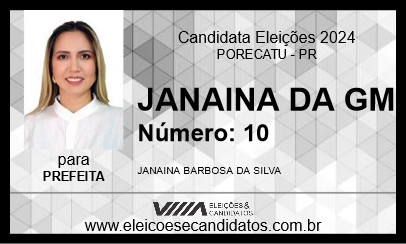 Candidato JANAINA DA GM 2024 - PORECATU - Eleições