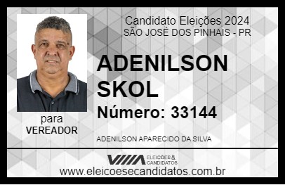 Candidato ADENILSON SKOL 2024 - SÃO JOSÉ DOS PINHAIS - Eleições