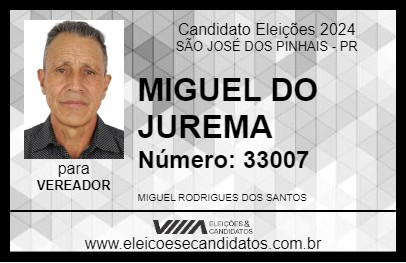 Candidato MIGUEL DO JUREMA 2024 - SÃO JOSÉ DOS PINHAIS - Eleições