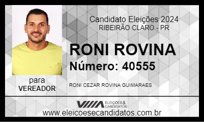 Candidato RONI ROVINA 2024 - RIBEIRÃO CLARO - Eleições