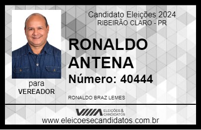 Candidato RONALDO ANTENA 2024 - RIBEIRÃO CLARO - Eleições