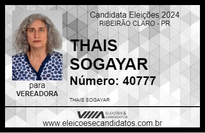 Candidato THAIS SOGAYAR 2024 - RIBEIRÃO CLARO - Eleições