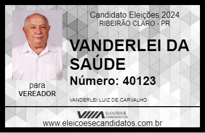 Candidato VANDERLEI DA SAÚDE 2024 - RIBEIRÃO CLARO - Eleições