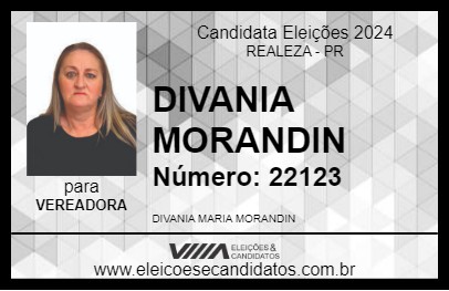 Candidato DIVANIA MORANDIN 2024 - REALEZA - Eleições