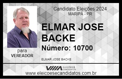 Candidato ELMAR BACKE ITI DA AMBULÂNCIA 2024 - MARIPÁ - Eleições